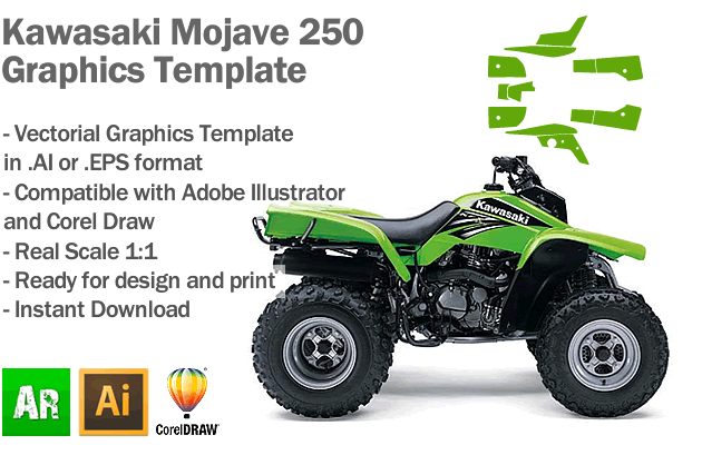 Kawasaki Mojave 250 ATV Quad Graphics Template