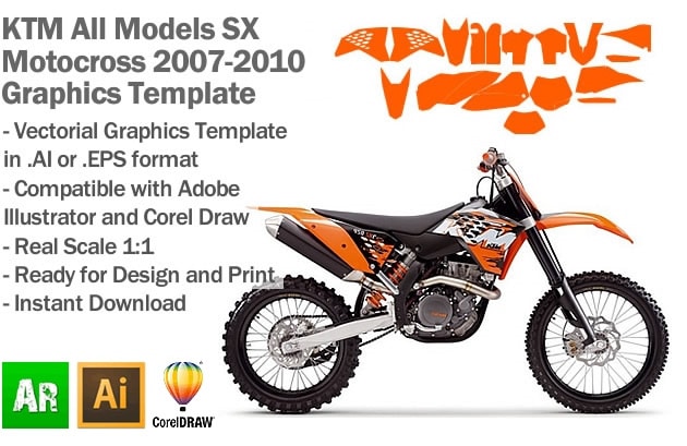 ktm sx mx motocross all models 2007 2008 2009 2010 graphics template