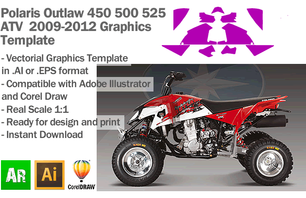 Polaris Outlaw 450 500 525 ATV Quad 2009 2010 2011 2012 Graphics Template