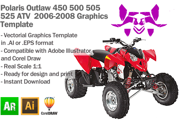 Polaris Outlaw 450 500 505 525 ATV Quad 2006 2007 2008 Graphics Template