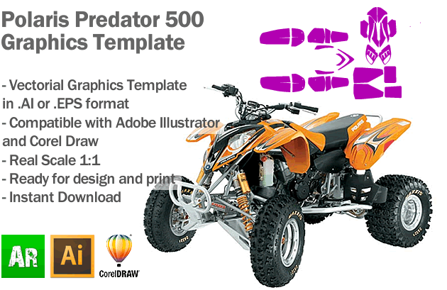 Polaris Predator 500 ATV Quad Graphics Template