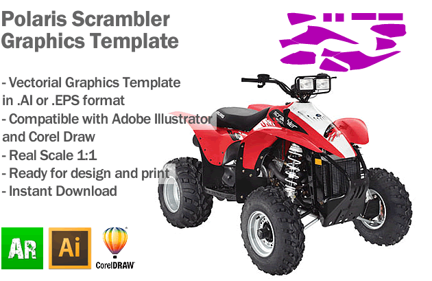 Polaris Scrambler ATV Quad Graphics Template