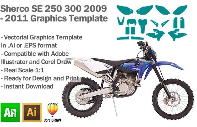 Sherco SE 250 300 Enduro 2009 2010 2011 Graphics Template