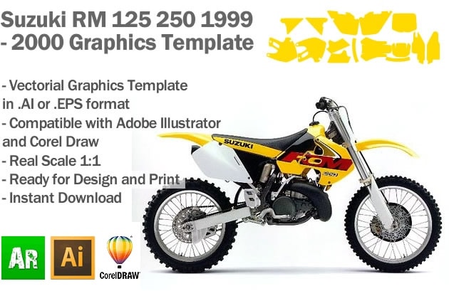 Suzuki RM 125 250 MX Motocross 1999 2000 Graphics Template