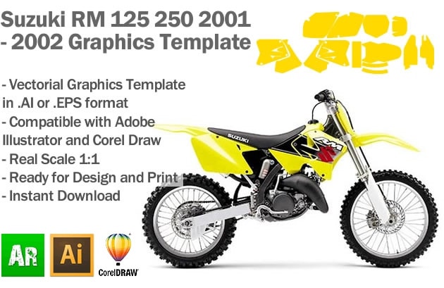 Suzuki RM 125 250 MX Motocross 2001 2002 Graphics Template