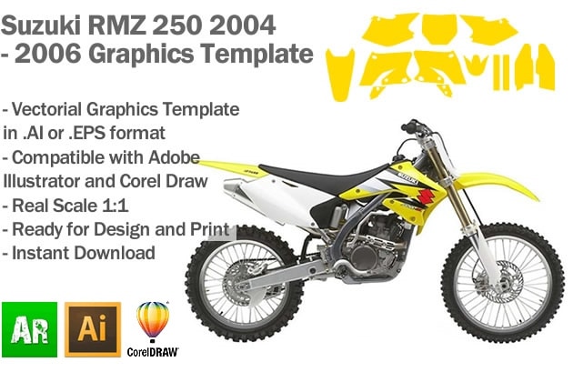 Suzuki RMZ 250 MX Motocross 2004 2005 2006 Graphics Template