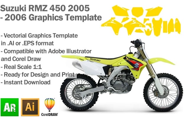 Suzuki RMZ 450 MX Motocross 2005 2006 Graphics Template