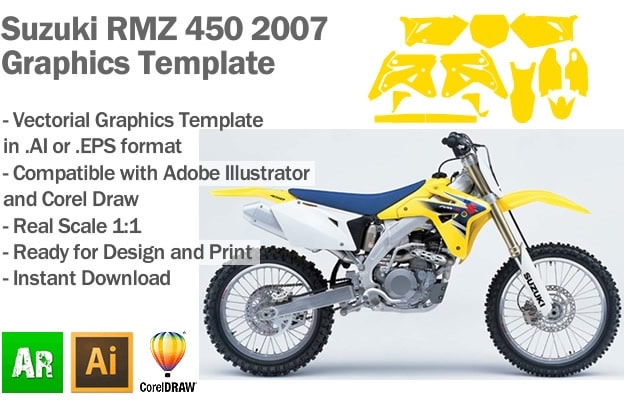 Suzuki RMZ 450 MX Motocross 2007 Graphics Template