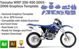 Yamaha WRF 250 450 Enduro 2003 2004 2005 2006 Graphics Template