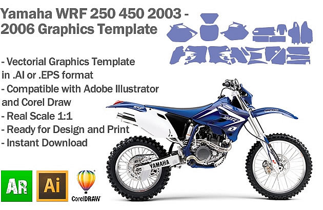 Yamaha WRF 250 450 Enduro 2003 2004 2005 2006 Graphics Template