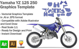 Yamaha YZ 125 250 MX Motocross 2002 2003 2004 2005 2006 2007 2008 2009 2010 2011 2012 2013 2014 Graphics Template