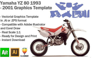 Yamaha YZ 80 MX Motocross 1993 1994 1995 1996 1997 1998 2000 2001 Graphics Template