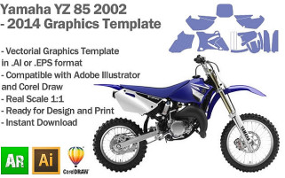 Yamaha YZ 85 MX Motocross 2002 2003 2004 2005 2006 2007 2008 2009 2010 2011 2012 2013 2014 Graphics Template