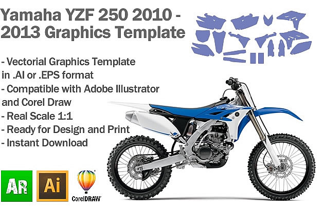 Yamaha YZF 250 MX Motocross 2010 2011 2012 2013 Graphics Template