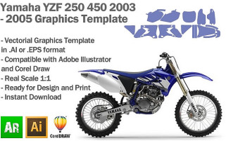 Yamaha YZF 250 450 MX Motocross 2003 2004 2005 Graphics Template