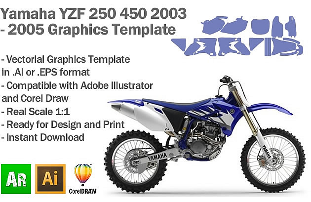 Yamaha YZF 250 450 MX Motocross 2003 2004 2005 Graphics Template