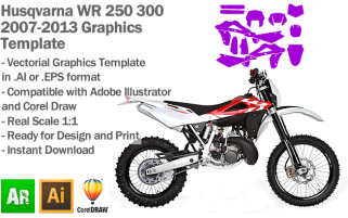 Husqvarna WR 250 300 Enduro 2007 2008 2009 2010 2011 2012 2013 Graphics Template