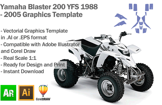 YAMAHA Blaster 200 88-06 template vector digital PDF format 