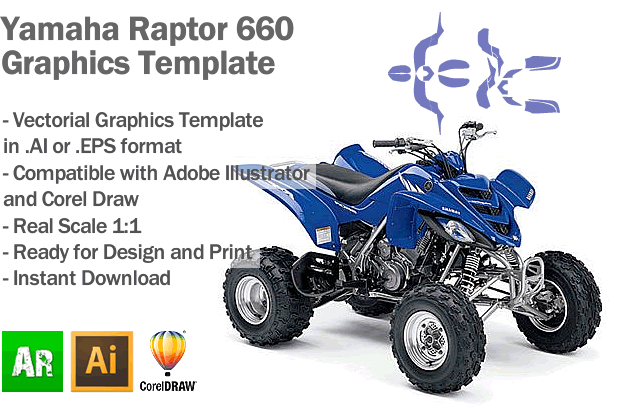 Yamaha Raptor 660 ATV Quad Graphics Template