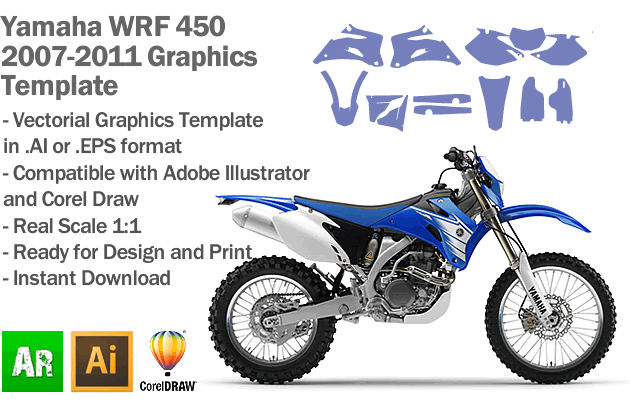 Yamaha WRF 450 Enduro 2007 2008 2009 2010 2011 Graphics Template