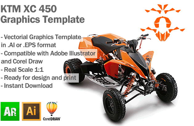 KTM XC 450 ATV Quad Graphics Template