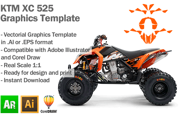 KTM XC 525 ATV Quad Graphics Template