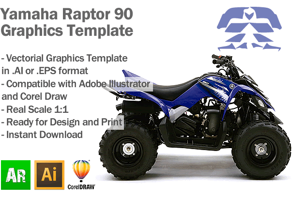 Yamaha Raptor 90 ATV Quad Graphics Template