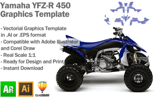 Yamaha YFZ-R 450 ATV Quad 2009 2010 2011 2012 2013 2014 2015 Graphics Template