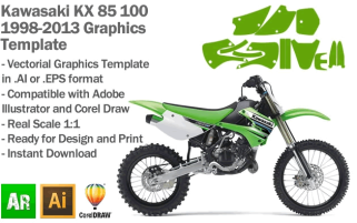 Kawasaki KX 85 100 MX Motocross 1998 1999 2000 2001 2002 2003 2004 2005 2006 2007 2008 2009 2010 2011 2012 2013 Graphics Template