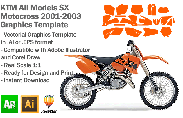 KTM SX MX Motocross All Models 2001 2002 2003 Graphics Template