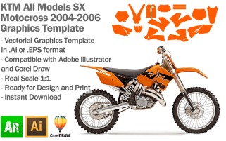 KTM SX MX Motocross All Models 2004 2005 2006 Graphics Template