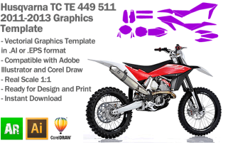 Husqvarna TE TC 449 511 Enduro MX Motocross 2011 2012 2013 Graphics Template