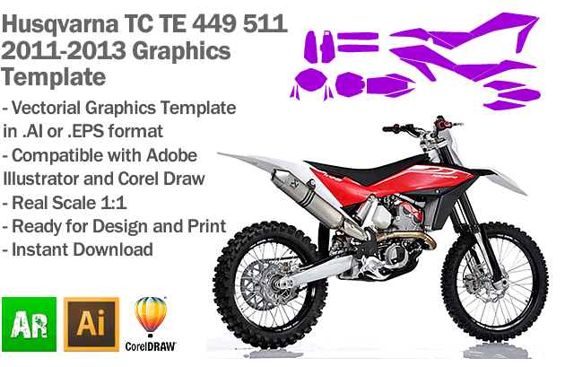 Husqvarna TE TC 449 511 Enduro MX Motocross 2011 2012 2013 Graphics Template