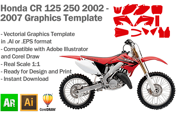ballena empeorar Independencia Honda CR 125 250 MX Motocross 2002 2003 2004 2005 2006 2007 Graphics  Template - Artabrian™ - Graphic Templates