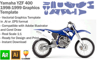 Yamaha YZF 400 MX Motocross 1998 1999 Graphics Template