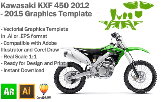 Kawasaki KXF 450 MX Motocross 2012 2013 2014 2015 Graphics Template