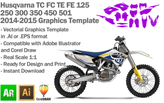 Husqvarna TC FC TE FE 125 250 300 350 450 501 Enduro MX Motocross 2014 2015 Graphics Template