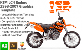 KTM LC4 Enduro Supermoto 1998 1999 2000 2001 2002 2003 2004 2005 2006 2007 Graphics Template