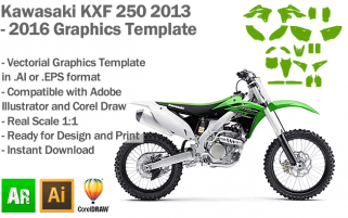 Kawasaki KXF 250 MX Motocross 2013 2014 2015 2016 Graphics Template