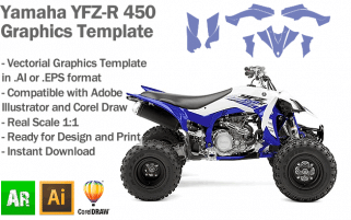 Yamaha YFZ-R 450 ATV Quad 2014 2015 2016 2017 Graphics Template