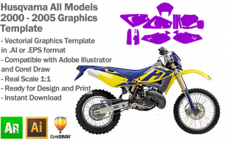 Husqvarna Enduro MX Motocross All Models 2000 2001 2002 2003 2004 2005 Graphics Template