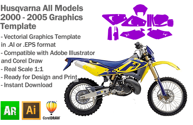 Husqvarna Enduro MX Motocross All Models 2000 2001 2002 2003 2004 2005 Graphics Template