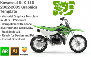 Kawasaki KLX 110 MX Motocross 2002 2003 2005 2006 2007 2008 2009 Graphics Template