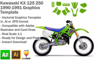 Kawasaki KX 125 250 MX Motocross 1990 1991 Graphics Template