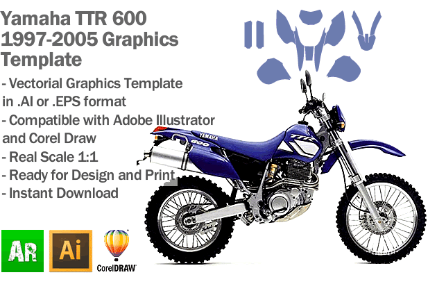 Yamaha TTR 600 Enduro Trail 1997 1998 1999 2000 2001 2002 2003 2004 2005 Graphics Template