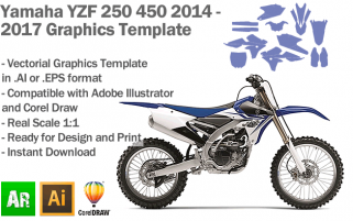 Yamaha YZF 250 450 MX Motocross 2014 2015 2016 2017 Graphics Template