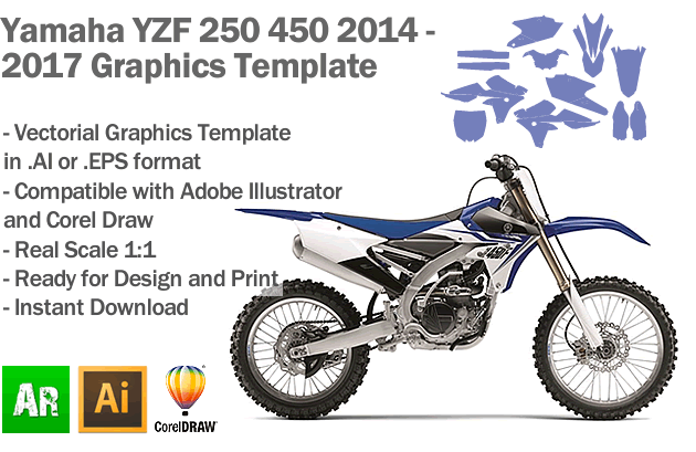 Yamaha YZF 250 450 MX Motocross 2014 2015 2016 2017 Graphics Template