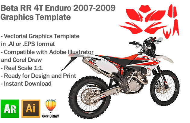 Beta RR 4T Enduro All Models 2007 2008 2009 Graphics Template