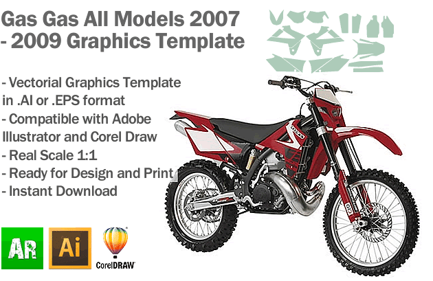 Gas Gas Enduro MX Motocross All Models 2007 2008 2009 Graphics Template