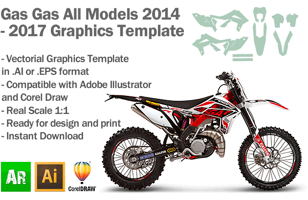 Gas Gas Enduro MX Motocross All Models 2014 2015 2016 2017 Graphics Template